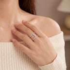 White Gold Open Double Band Marquise Diamond Ring