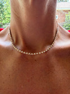 Alternating Diamond and 18K Yellow Gold Bead Necklace