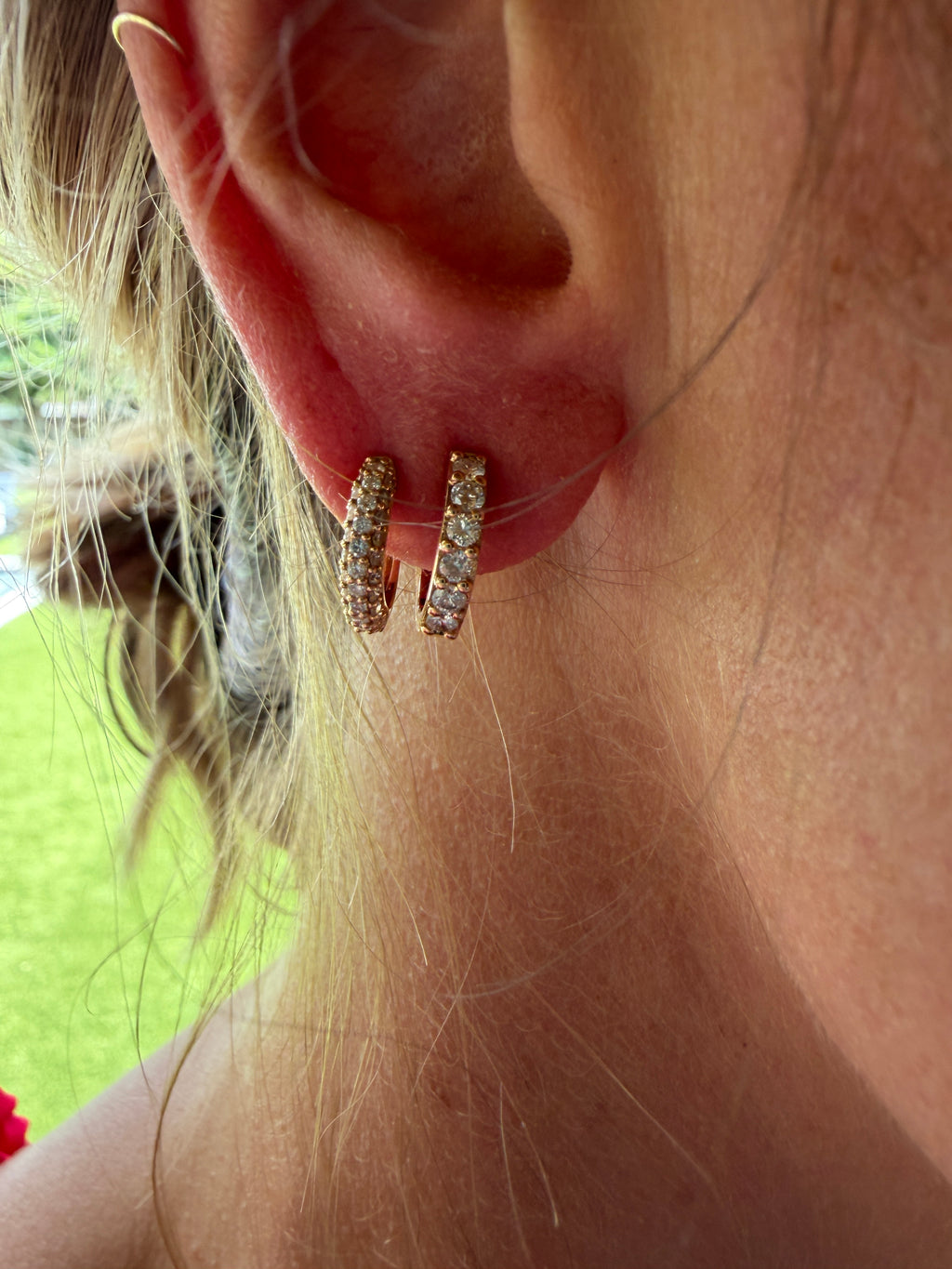 Round Diamond 18K Rose Gold Hoop Earrings
