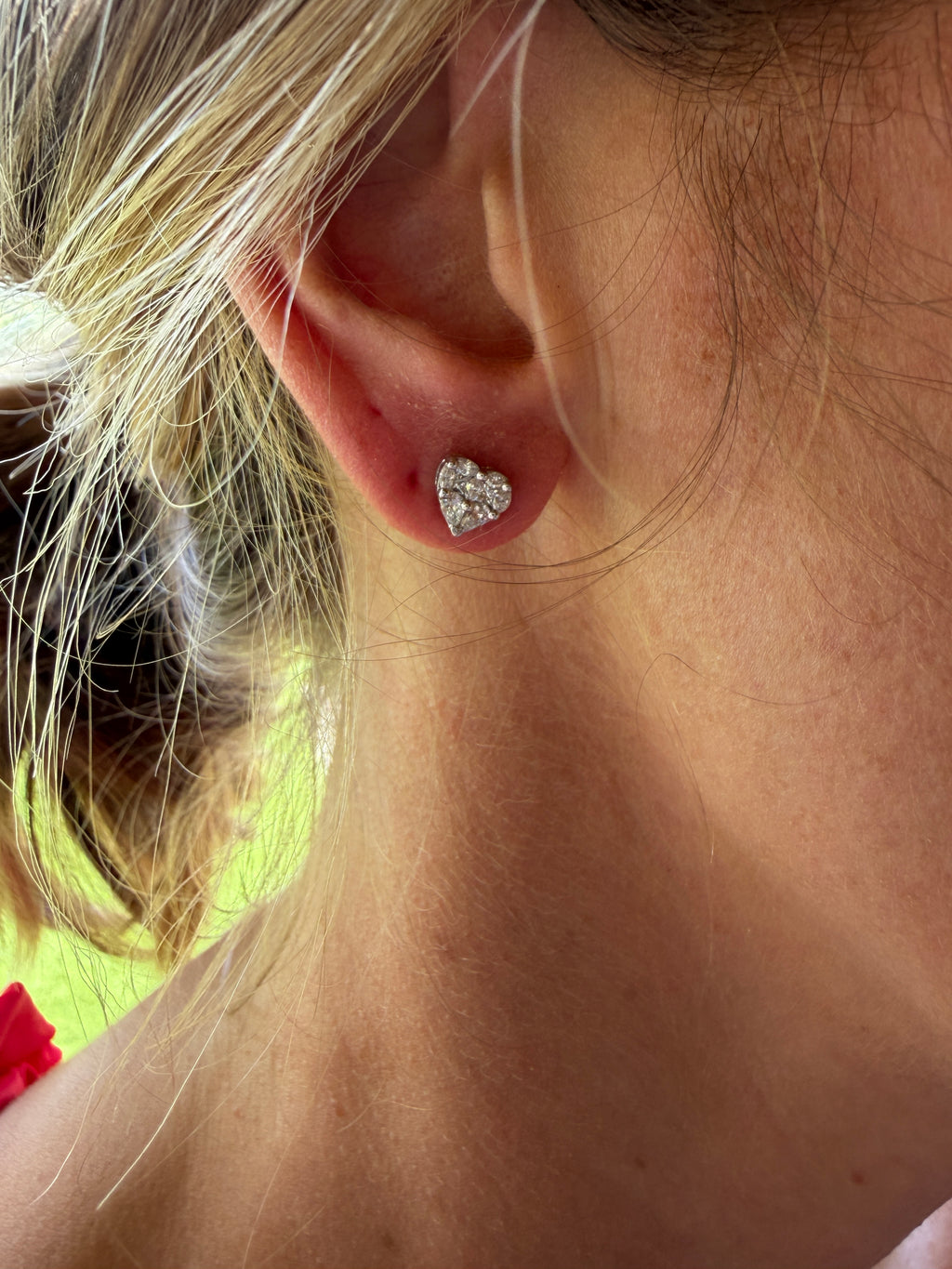 Heart Illusion Diamond Stud Earrings