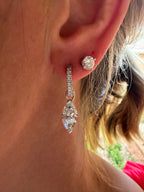 Interchangeable Marquise Lab Diamond Drop Earrings in 14K White Gold