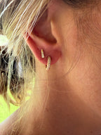 Triple-Row Diamond Hoop Earrings 18K Rose Gold