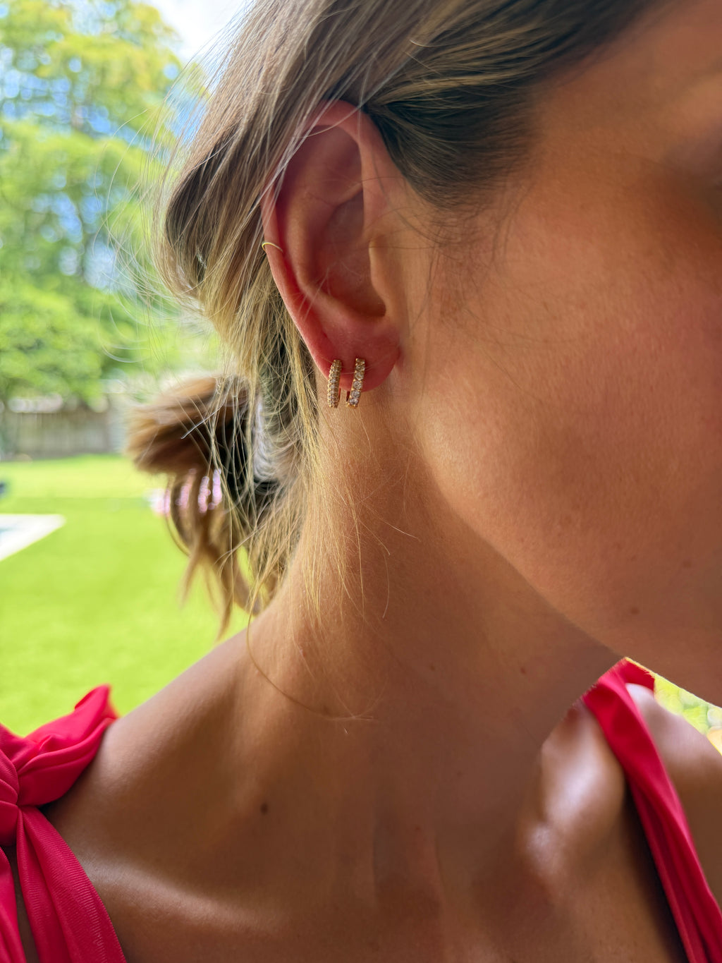 Round Diamond 18K Rose Gold Hoop Earrings