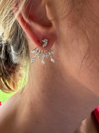 Marquise Diamond Radial Fan Dangle Earrings in White Gold