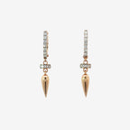 Diamond 18k Rose Gold Drop Earrings with Pointed Pendants