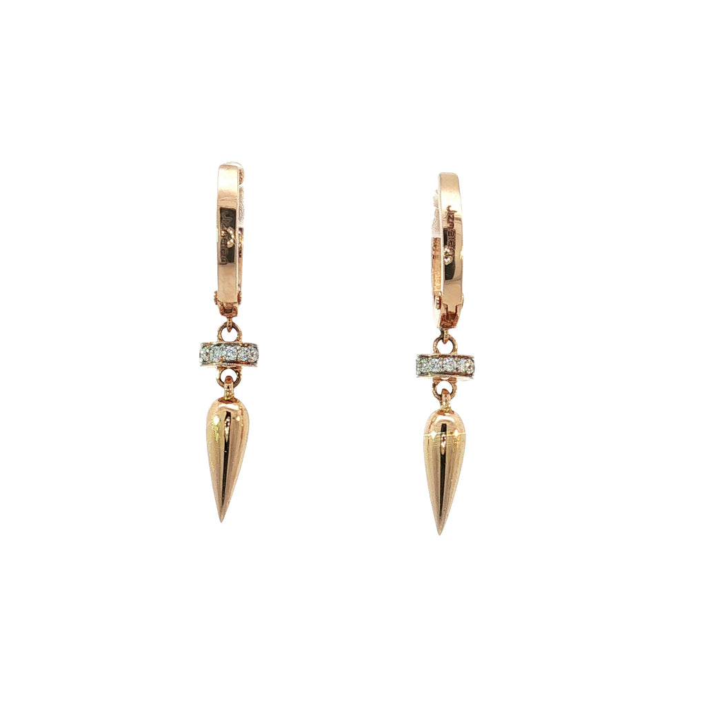 Diamond 18k Rose Gold Drop Earrings with Pointed Pendants