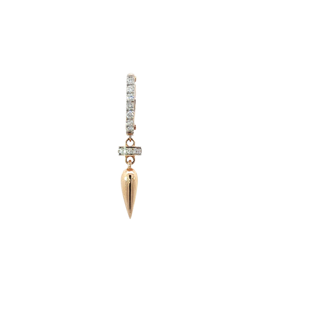 Diamond 18k Rose Gold Drop Earrings with Pointed Pendants
