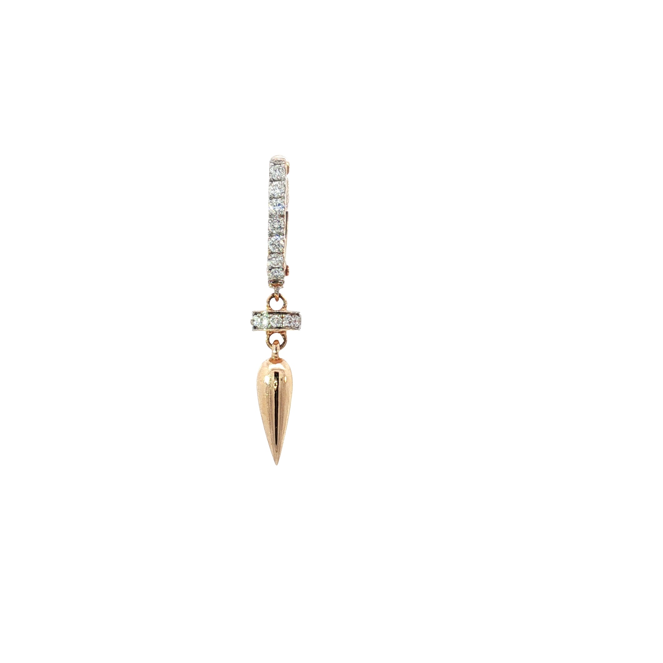 Diamond 18k Rose Gold Drop Earrings with Pointed Pendants