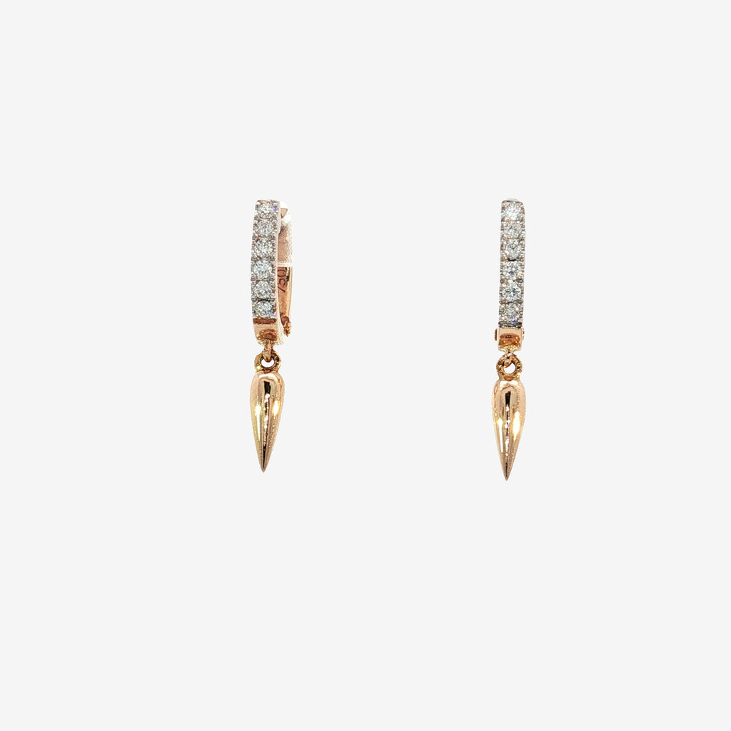 18K Rose Gold Diamond Hoop Drop Earrings