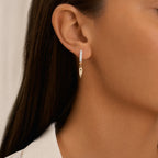18K Rose Gold Diamond Hoop Drop Earrings