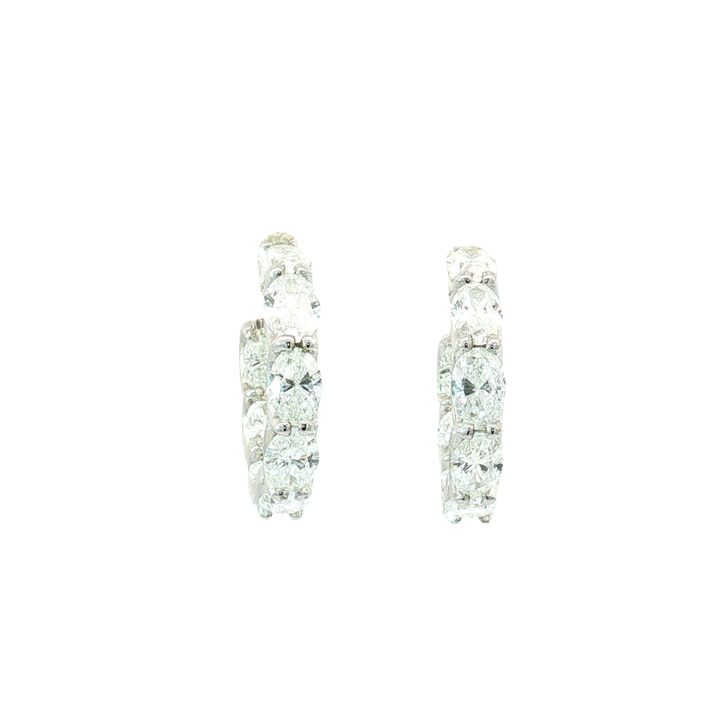 7.98 CTS Oval Cut Lab Diamond Hoop Earrings in 14K White Gold