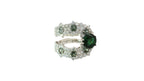 Scalloped Round Emerald and Diamond Bypass Cocktail Ring in White Gold