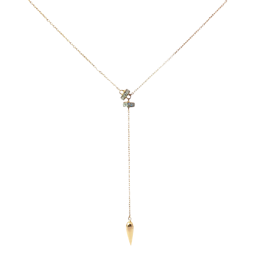 18K Rose Gold Diamond Lariat Necklace with Pointed Drop