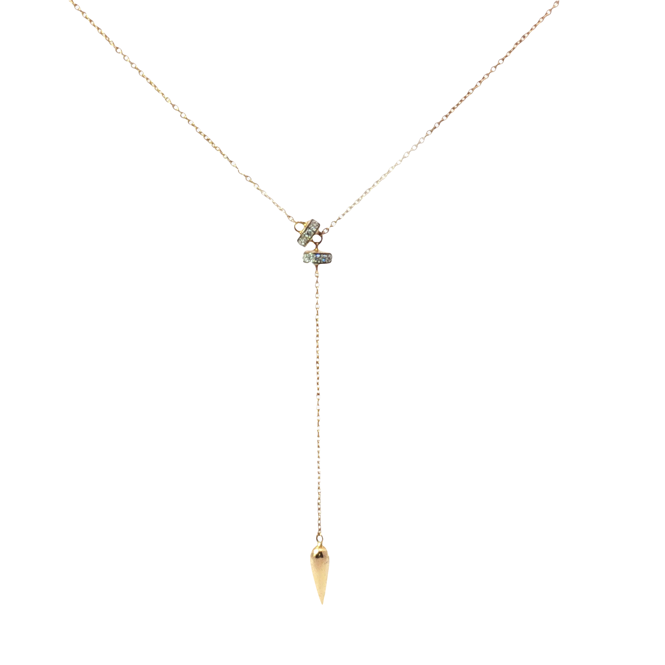 18K Rose Gold Diamond Lariat Necklace with Pointed Drop