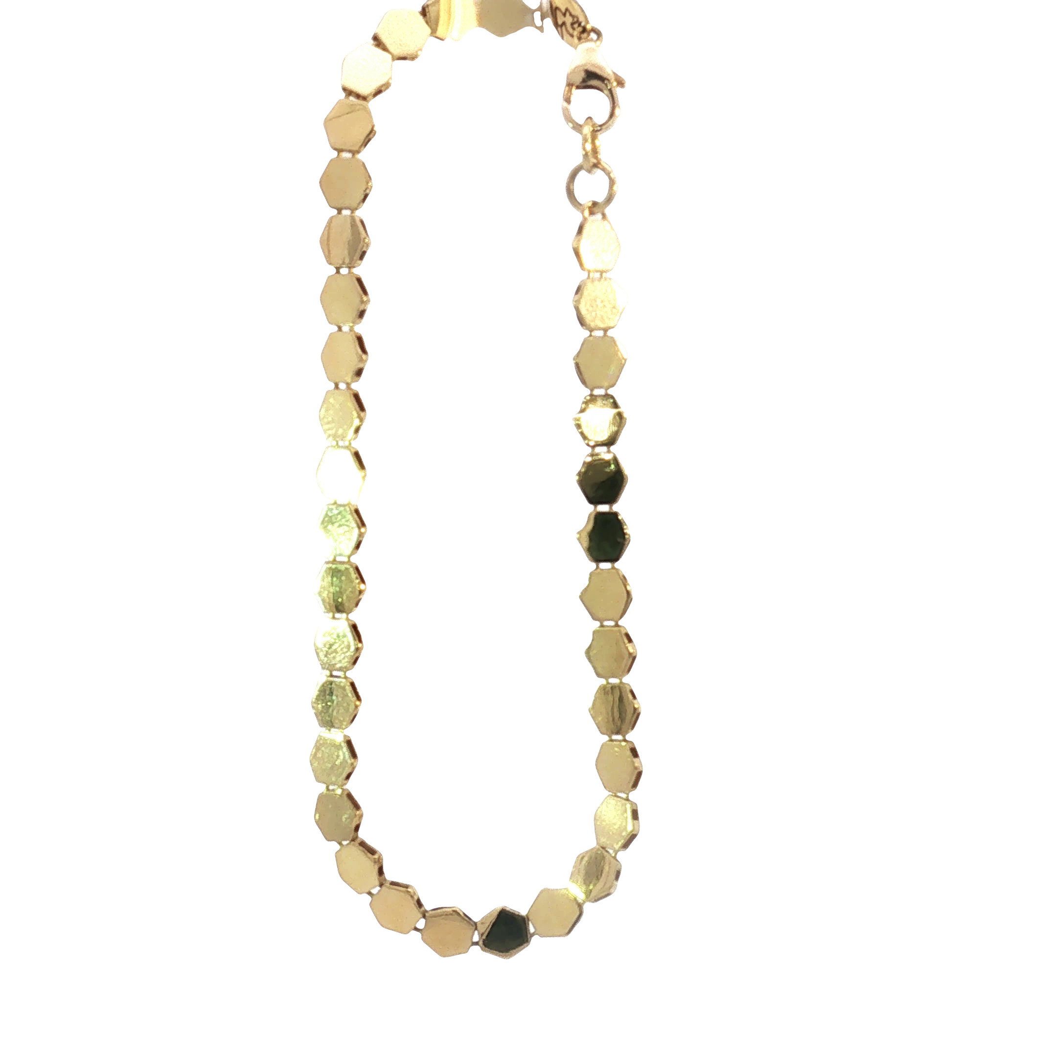 18k Yellow Gold Hexagon Link Chain Bracelet