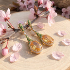 14K Oval Citrine and Emerald Pavé Diamond Drop Earrings in Yellow Gold
