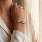 18K White Diamond Stretch You & Me Bangle