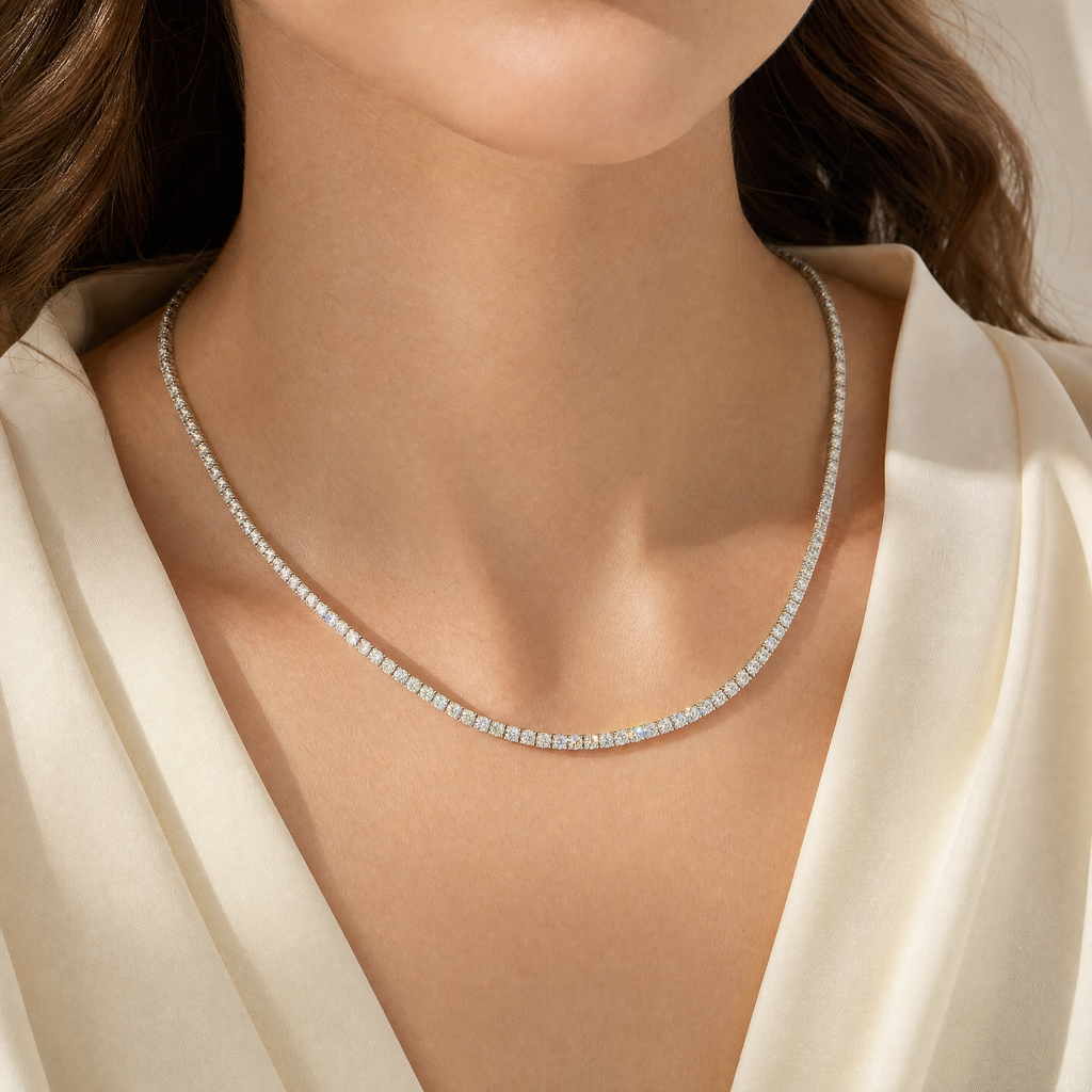 Gradual 18K White Gold Diamond Tennis Necklace
