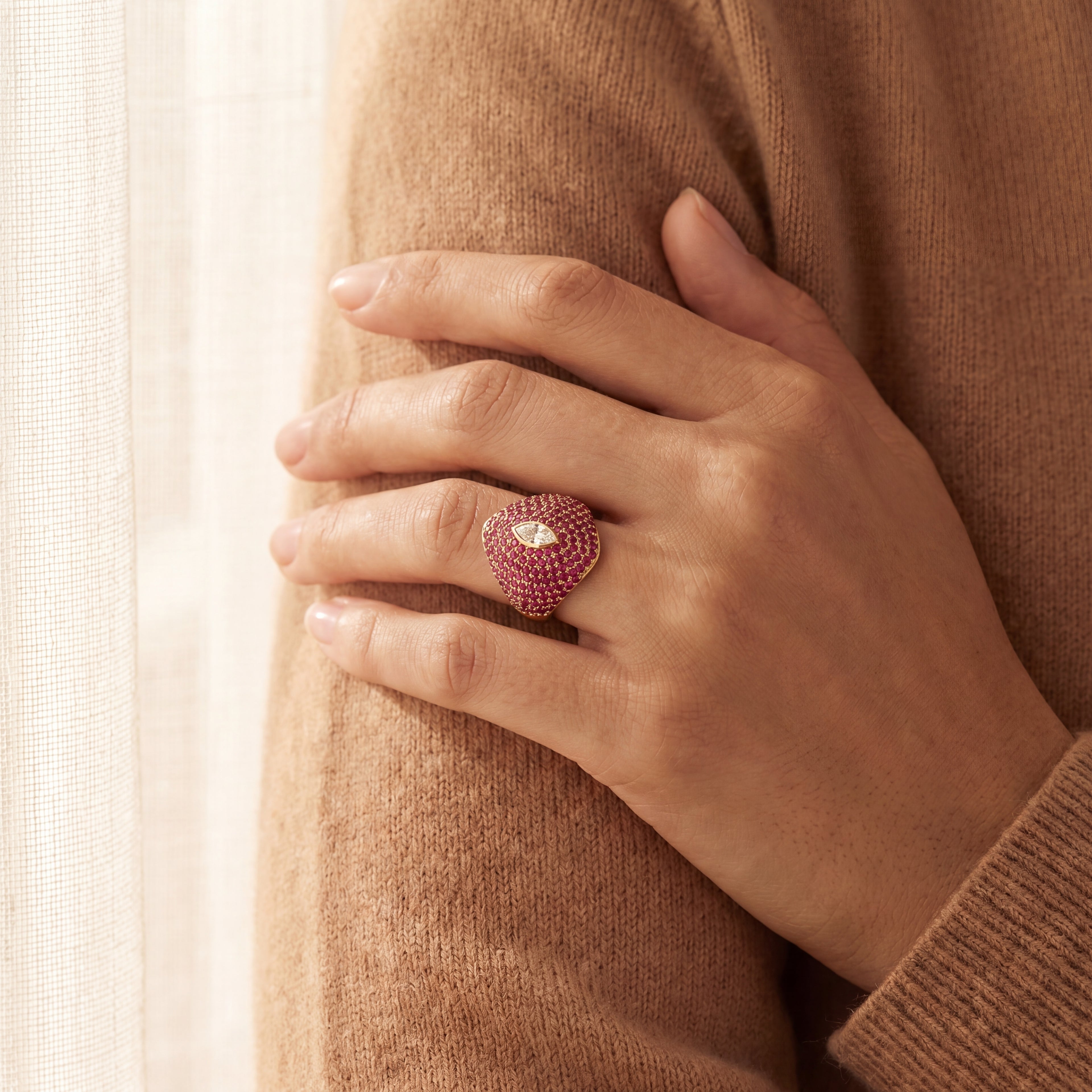 Ruby Pinky Ring in Rose Gold