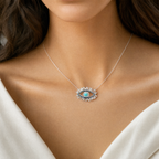18K White Gold Turquoise Evil Eye Necklace