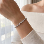 7 CTS Pear Shape Lab Diamond in 14K White Gold Tennis Bracelet