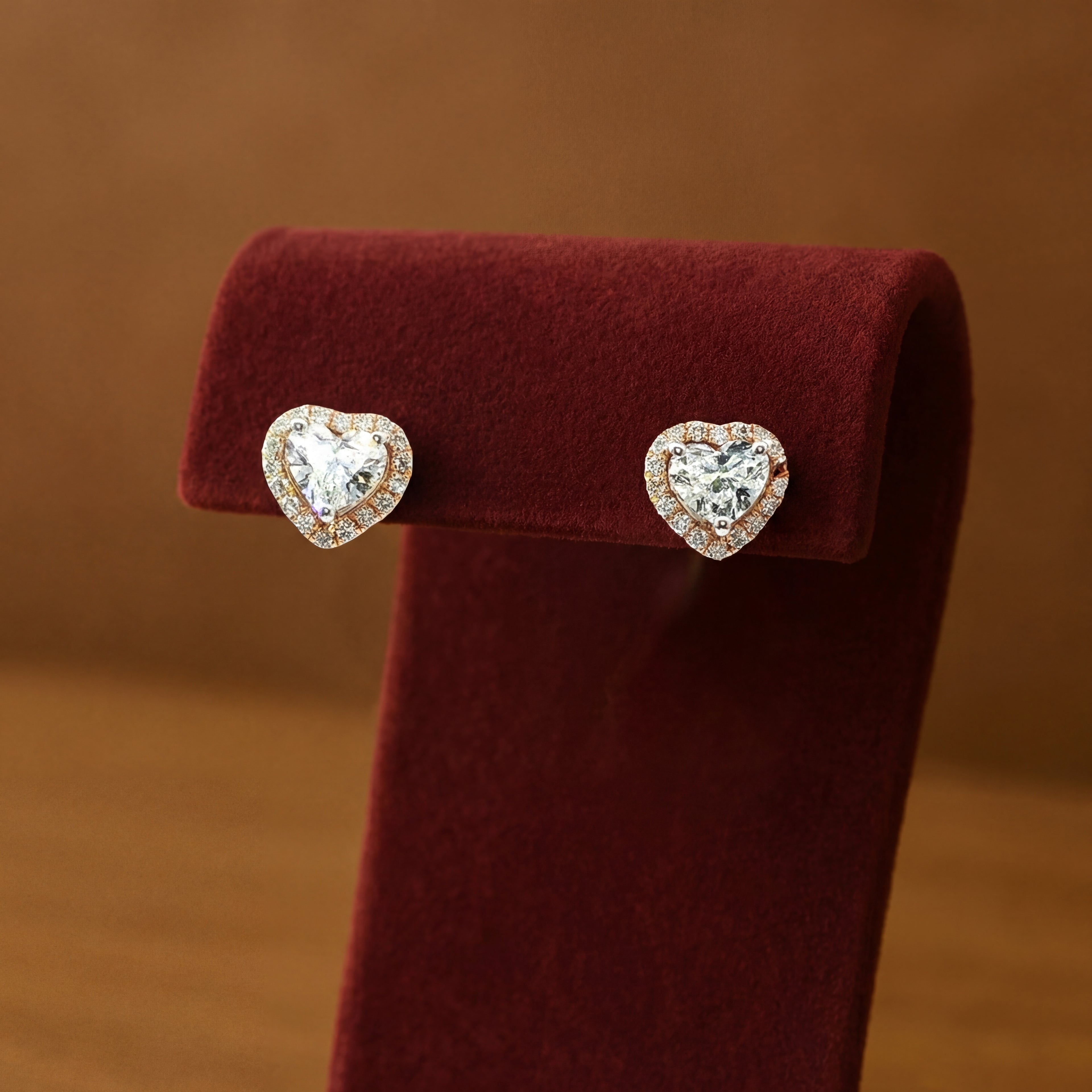 18K White and Rose Gold Heart Diamond with Jackets Earrings