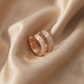 Triple-Row Diamond Hoop Earrings 18K Rose Gold