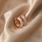 Triple-Row Diamond Hoop Earrings 18K Rose Gold