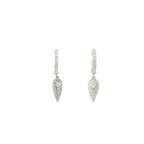 18K Diamond Teardrop Dangle Hoop Earrings in White Gold