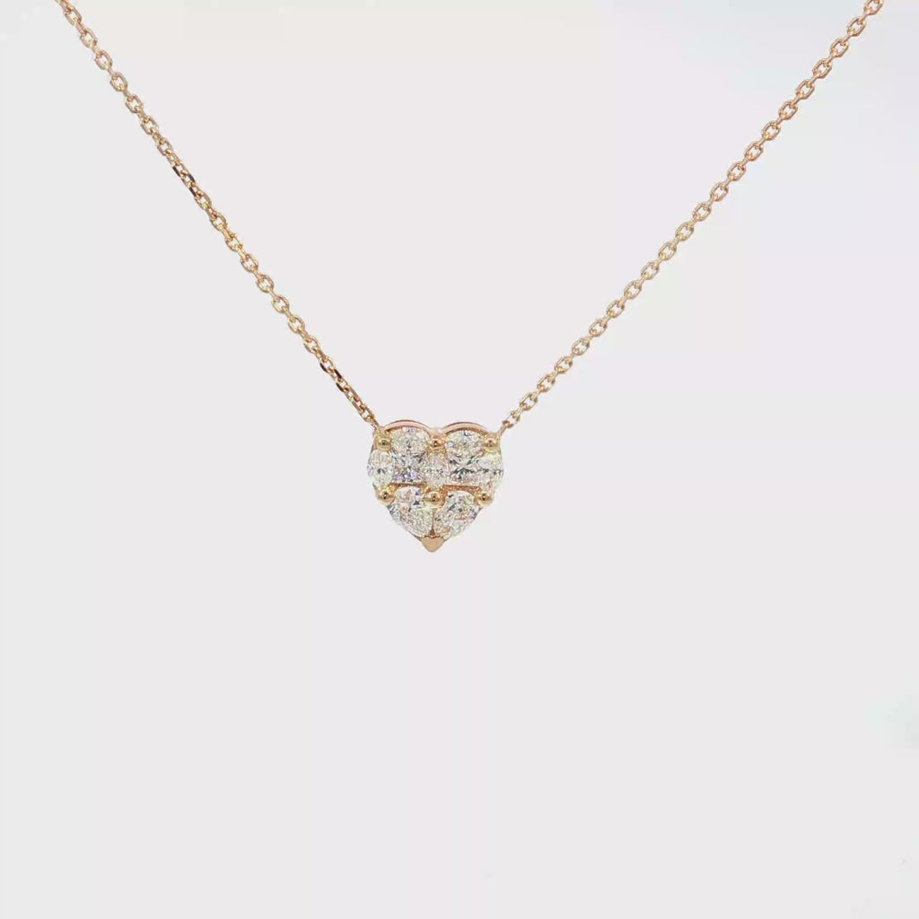 Heart-Shaped Diamond Cluster Pendant in Rose Gold