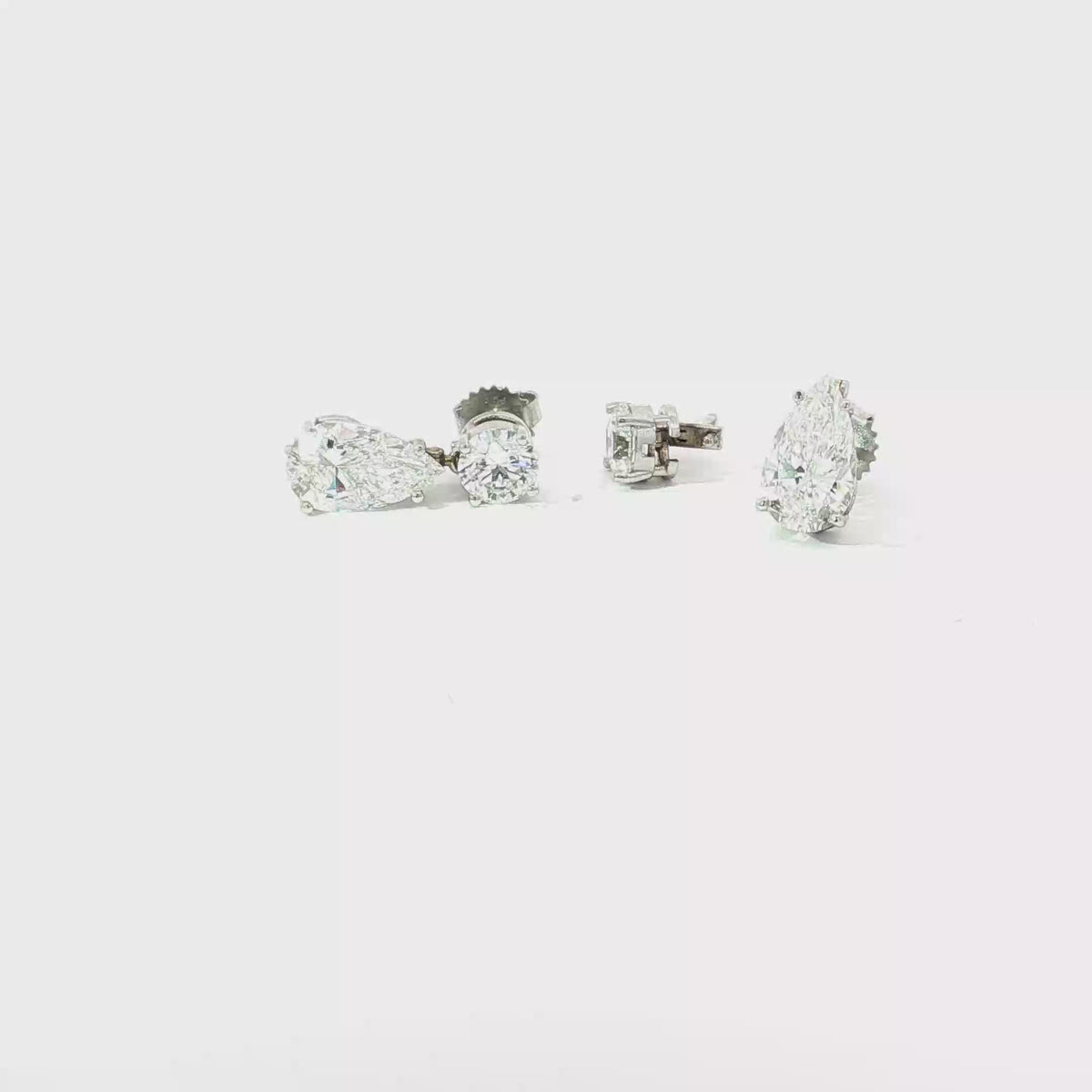 7 CTS Pear and Round Lab Diamond Drop Earrings in 14K White Gold