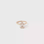 3 CT Pear Shape Pink Color Lab Diamond Ring in 14K Rose Gold