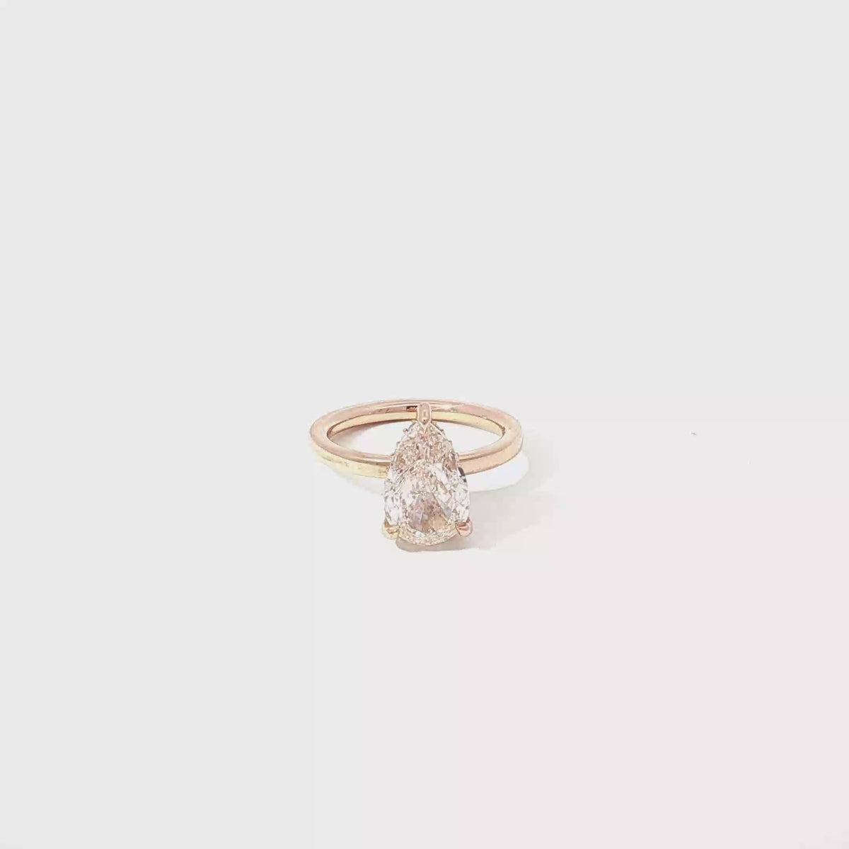 3 CT Pear Shape Pink Color Lab Diamond Ring in 14K Rose Gold
