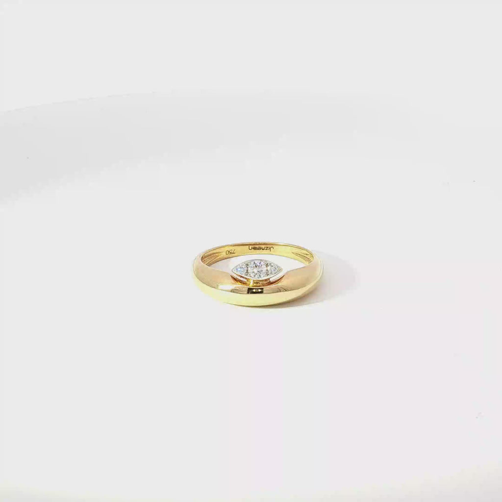 Marquise Diamond Cluster Dome Ring in Yellow Gold