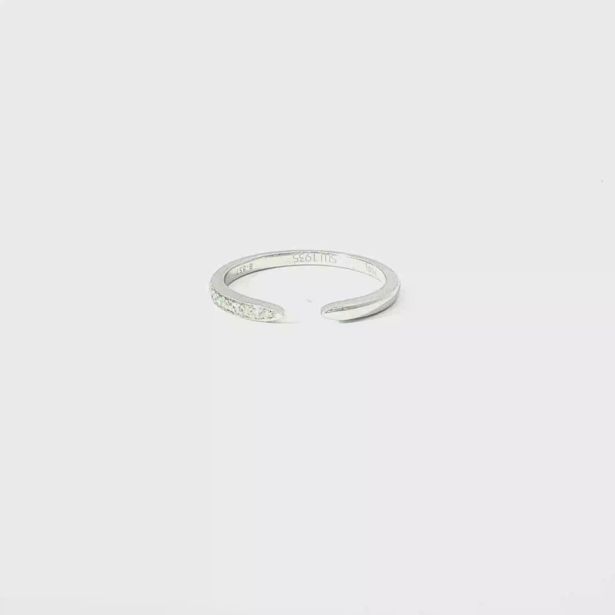 White Gold Open Band Ring with Pavé Accents