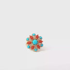 Yellow Gold Floral Turquoise Cocktail Ring