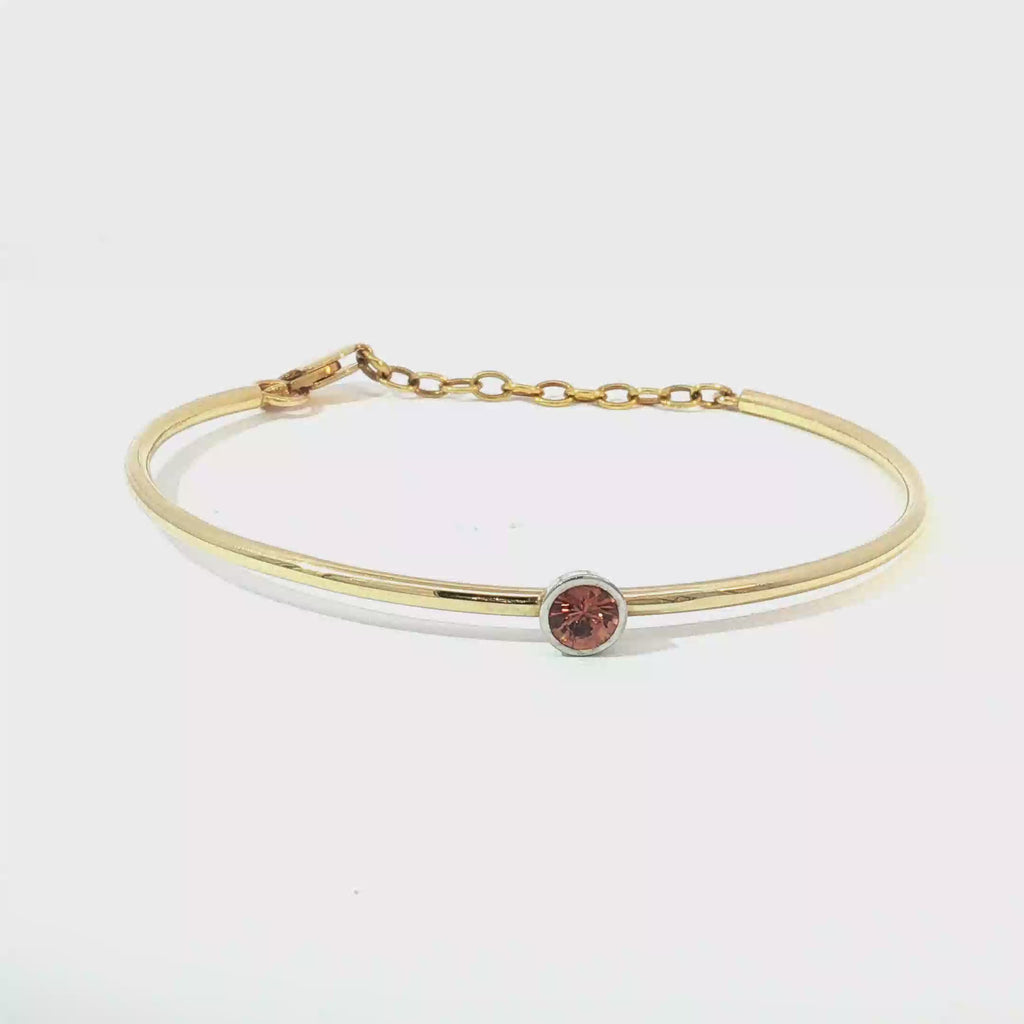 14KY Orange Sapphire Bezel-Set Bangle