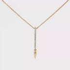 Diamond Bar and Teardrop Pendant Necklace in 18K Rose Gold
