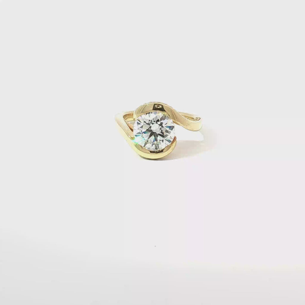 3 CT Round Lab Diamond Solitaire Ring in 18K Yellow Gold