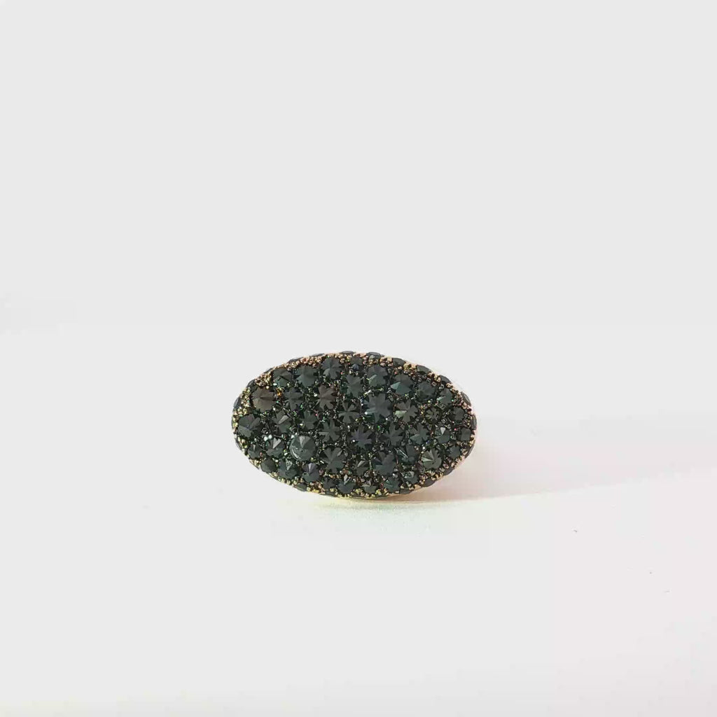 18K Rose Gold Oval Black Diamond Upside Down Pinky Ring
