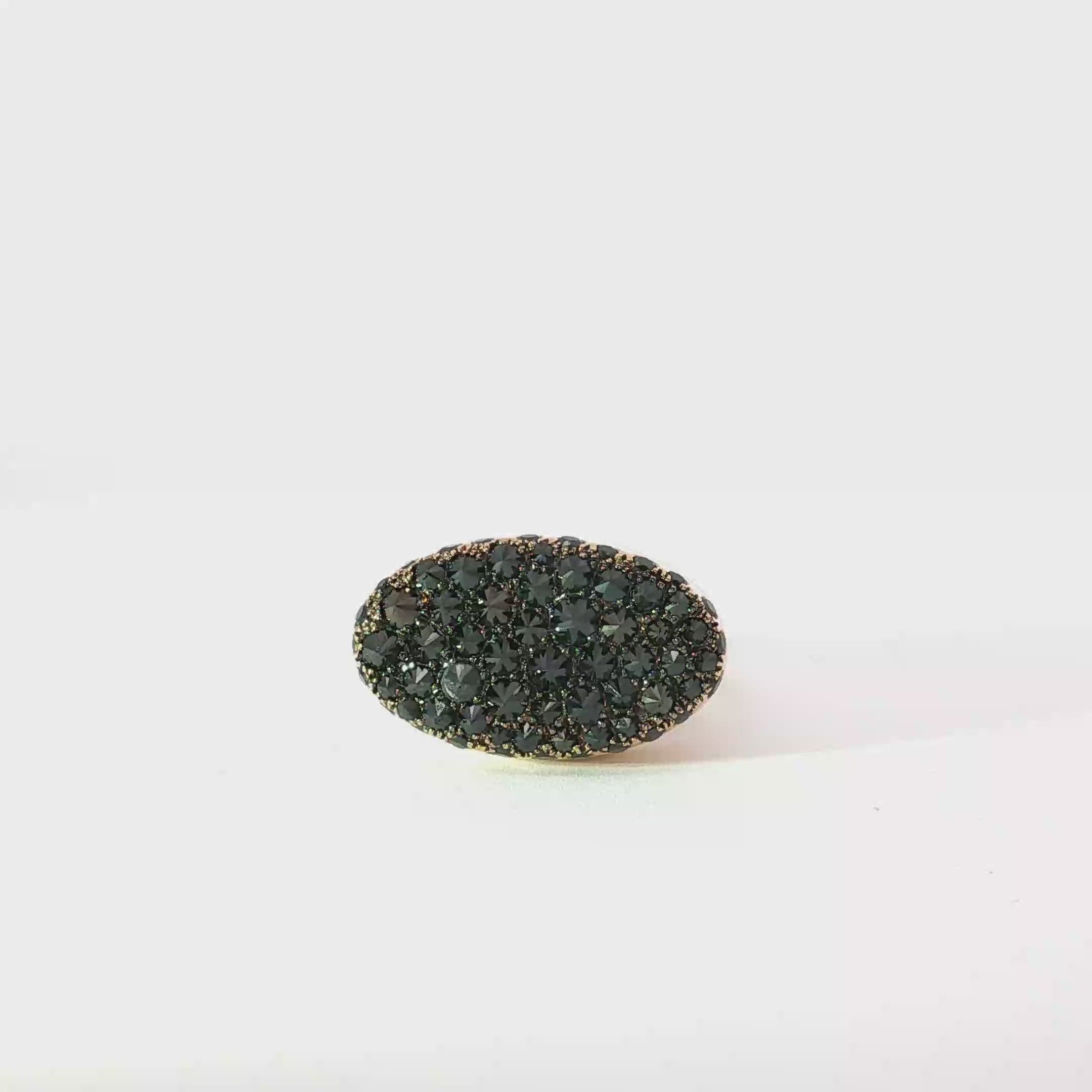 18K Rose Gold Oval Black Diamond Upside Down Pinky Ring