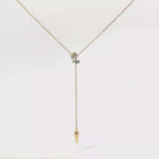 18K Rose Gold Diamond Lariat Necklace with Pointed Drop