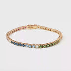 18K Rose Gold Multi-Color Gemstone Tennis Bracelet