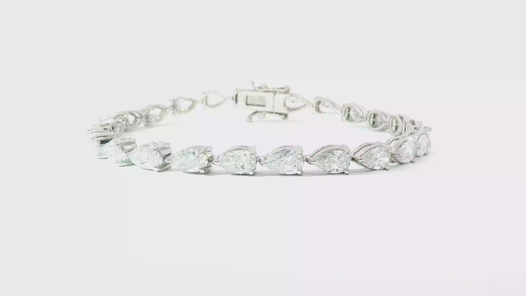 7 CTS Pear Shape Lab Diamond in 14K White Gold Tennis Bracelet