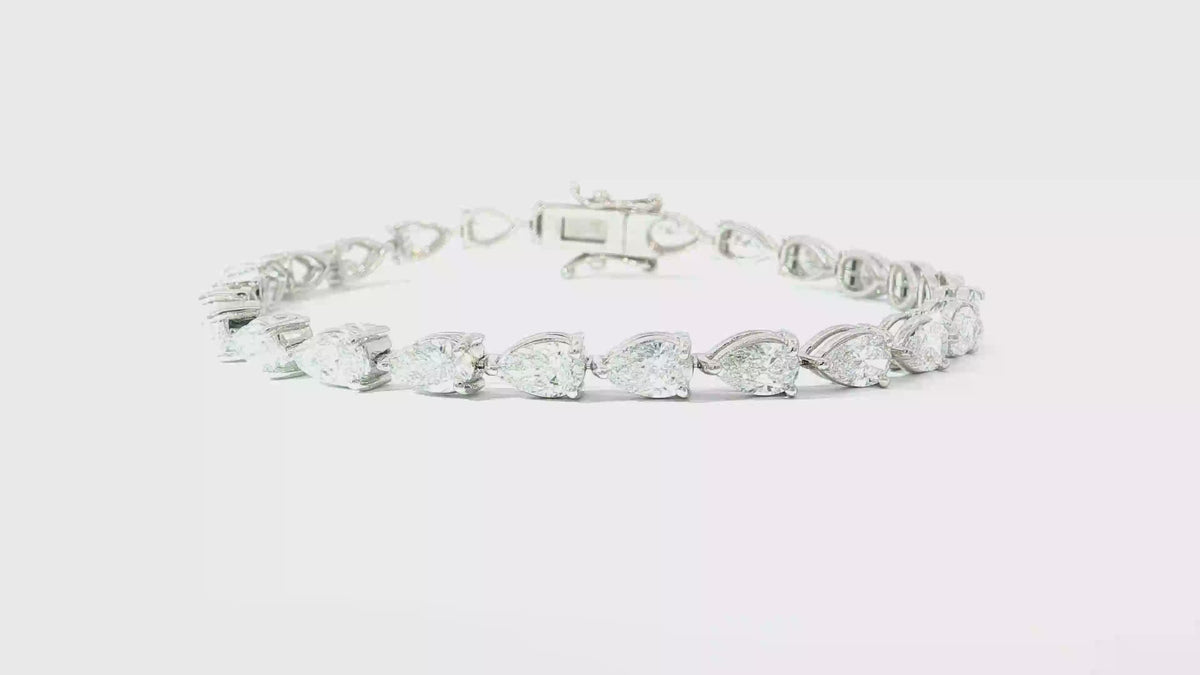 7 CTS Pear Shape Lab Diamond in 14K White Gold Tennis Bracelet