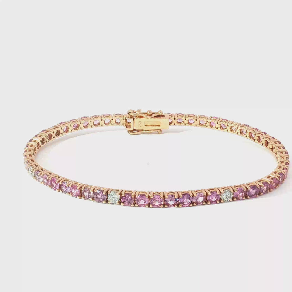 Light Pink Sapphire Tennis Bracelet in 18K Rose Gold