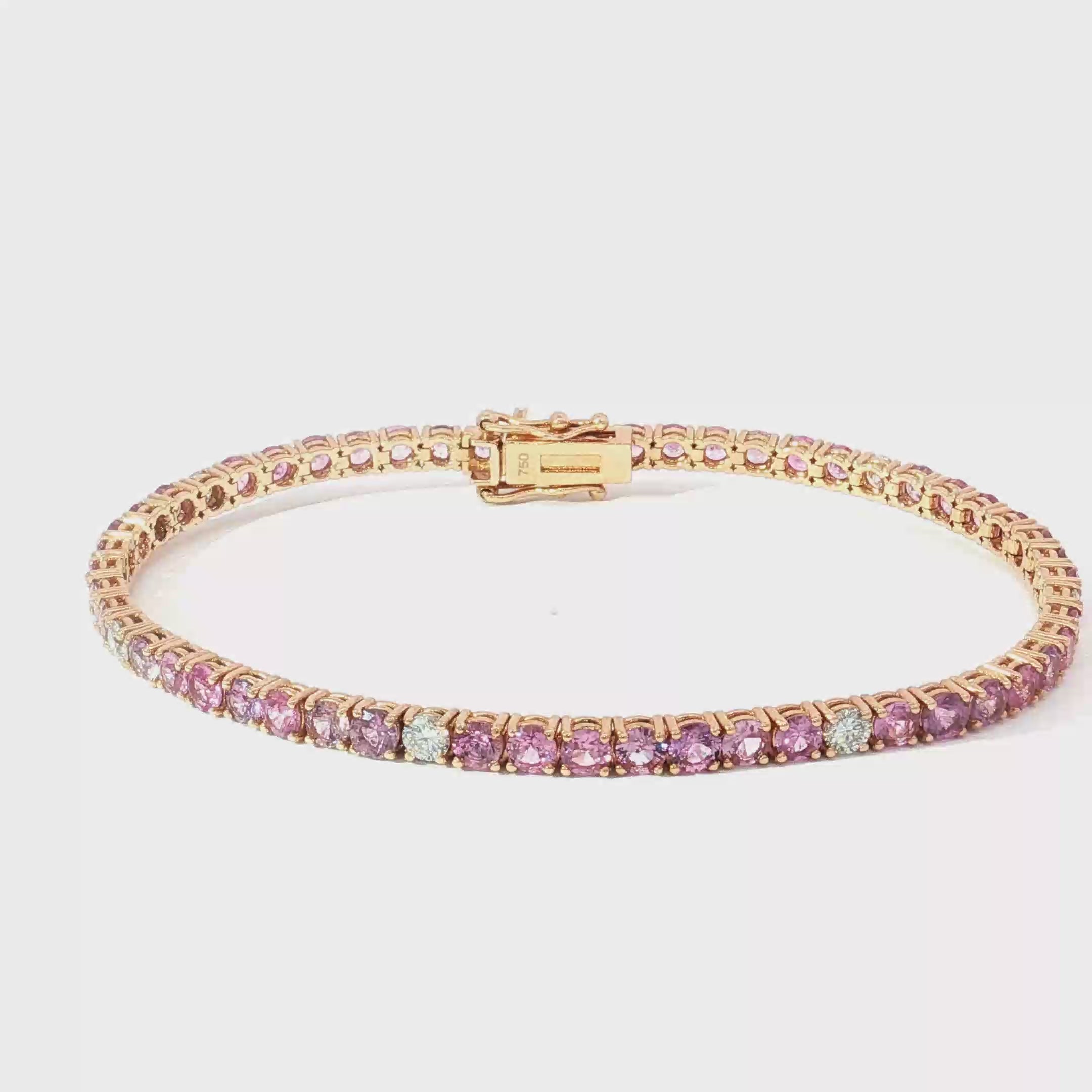 Light Pink Sapphire Tennis Bracelet in 18K Rose Gold