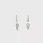 18K Diamond Teardrop Dangle Hoop Earrings in White Gold