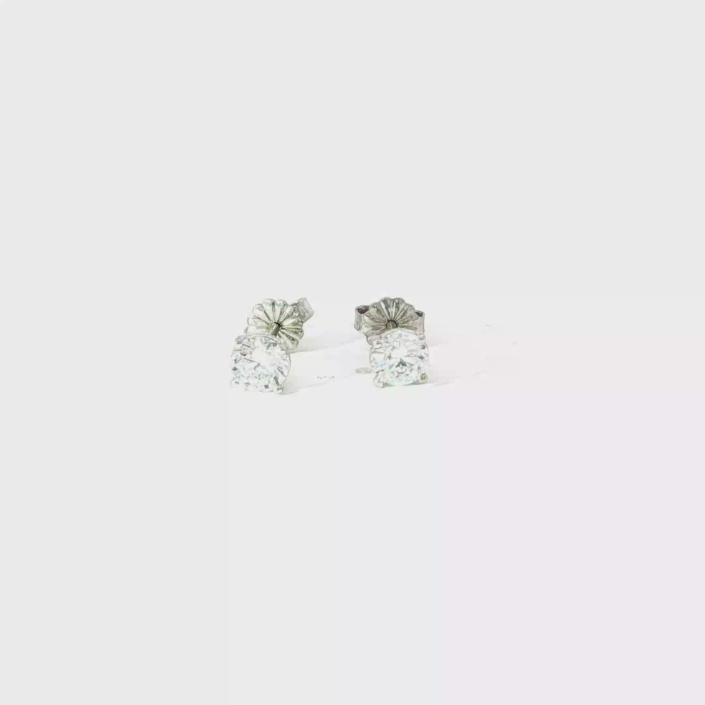 1 CTS Classic Round Lab Diamond Stud Earrings in 14K White Gold