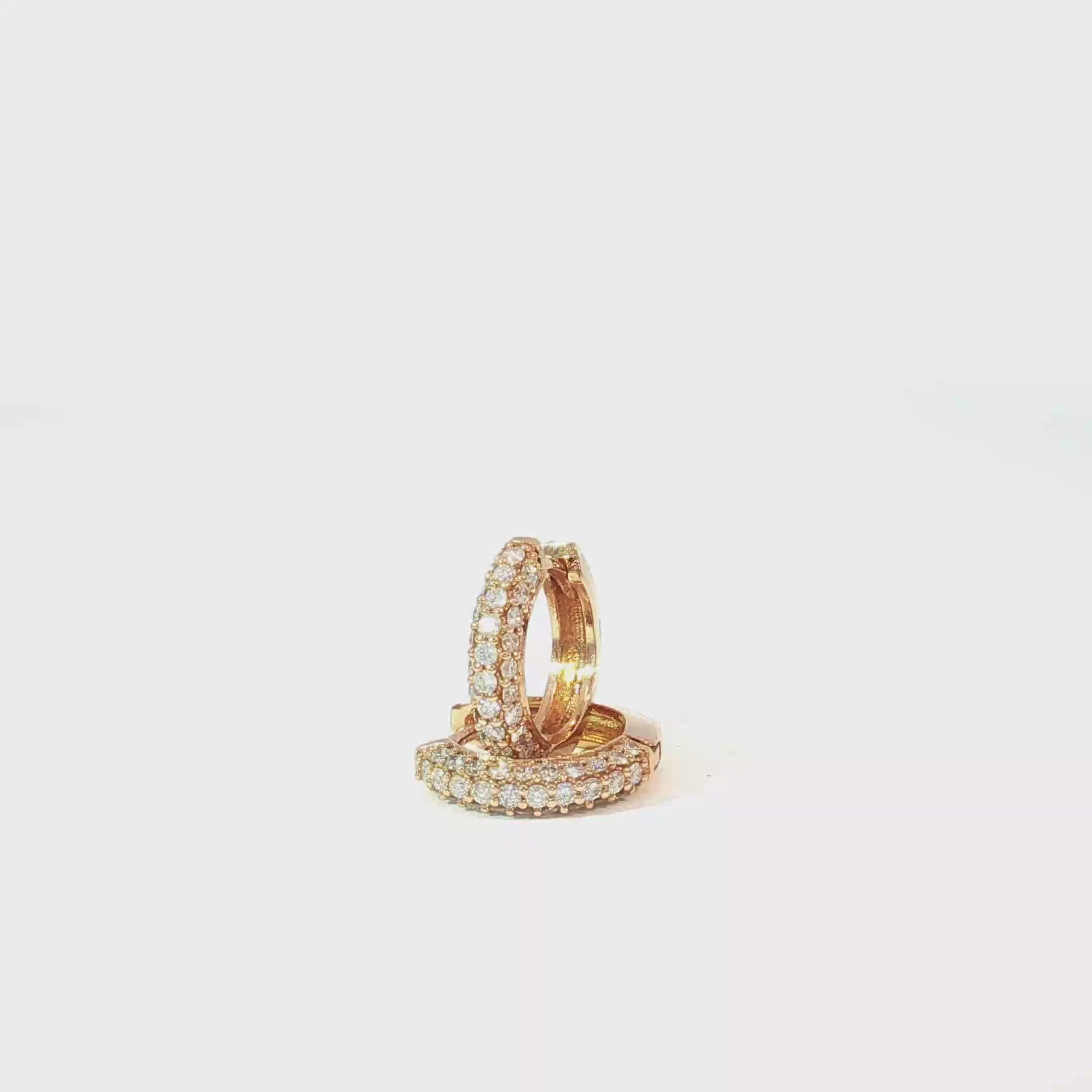 Triple-Row Diamond Hoop Earrings 18K Rose Gold